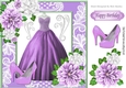 Pretty lilac ball gown with flowers and shoes in lace ornate 8x8 frame