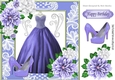 Pretty purple ball gown with flowers and shoes in lace ornate 8x8 frame