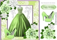 Pretty green ball gown with flowers and shoes in lace ornate 8x8 frame