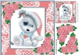 Cute puppy in pink in ornate lace 8x8 frame