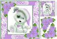 Cute puppy in lilac in ornate lace 8x8 frame