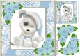 Cute puppy in blue in ornate lace 8x8 frame