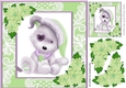 Cute puppy in green in ornate lace 8x8 frame