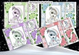 4 Cute puppies in hats, card fronts in ornate lace 8x8 frame, mini kit
