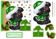 Cute chrismas puppy in green santa hat with holly 7x7