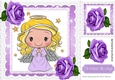 Pretty angel in lilac star frame with purple roses 8x8