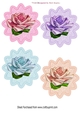 4 Pretty Satin Rose toppers, on lace scalloped mats