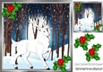 White Stag in enchanted snow woods 8x8
