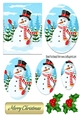 A lovely Jolly snowman with oval pyramids and holly