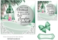 Pretty scene card front (turq) of snow/candle lamp and verse 7x7