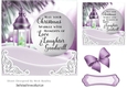 Pretty scene card front (lilac) of snow/candle lamp and verse 7x7