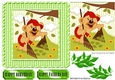 Mr Teddy gardening, with leaves card front 7x7