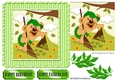 Mr Teddy gardening, with leaves card front 7x7 (green)