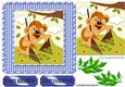 Mr Teddy gardening, with leaves card front 7x7 (brown)