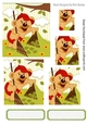 Mr Teddy gardening in green frame, with leaves square pyramids (red)
