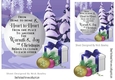 Snow on trees christmas scene with verse card front 7x7 (purple)