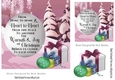 Snow on trees christmas scene with verse card front 7x7 (pink)