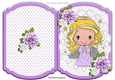 Pretty angel on star bracket card with purple flowers