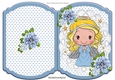Pretty angel on star bracket card with blue flowers