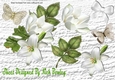 White lilies with bow and paper butterflies png