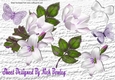 Lilac lilies with bow and  paper butterflies png