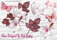 pink lilies with bow and  paper butterflies png