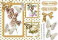 Pretty gold flowers in polkadot window frame 8x8