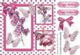 Pretty pink flowers in polkadot window frame 8x8