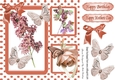 Pretty peach flowers in polkadot window frame 8x8