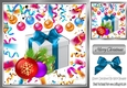Festive card front 8x8 wih decorations and present