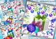 4 lovely Festive card fronts 8x8 wih decorations and present mini kit