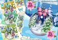  4 Pretty festive baubles with deers, diamonds, and bows 7x7 mini kit
