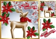Pretty christmas gold deer in white berry frame 8x8
