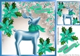 Pretty christmas deer in white berry frame 8x8 (blue)