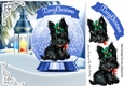 Cute scottie dog in snow globe with lantern 8x8