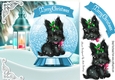Cute scottie dog in snow globe with lantern 8x8 (turq)