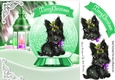 Cute scottie dog in snow globe with lantern 8x8 (green)