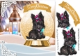 Cute scottie dog in snow globe with lantern 8x8 (gold)