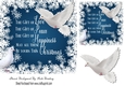 Pretty white doves in  blue snow flake 7x7 frame with verse