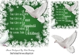 Pretty white doves in  green snow flake 7x7 frame with verse