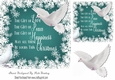 Pretty white doves in turq snow flake 7x7 frame with verse