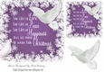 Pretty white doves in purple snow flake 7x7 frame with verse