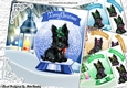 4 Cute scottie dogs in snow globes with lantern 8x8 card fronts mini kit