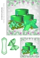 Pretty green festive candles in holly frame with green bow 7x7
