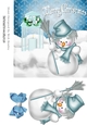 Snowman with lantern & bow 7x7
