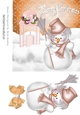 Snowman with lantern & orange bow 7x7