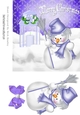 Snowman with lantern & purple bow 7x7