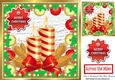 Christmas striped candles with bow in bauble frame 8x8