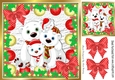 family of polar bears with red/white polkadot bows in bauble frame 8x8