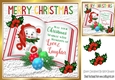 Cute mouse in santa hat on a book with verse & holly 8x8